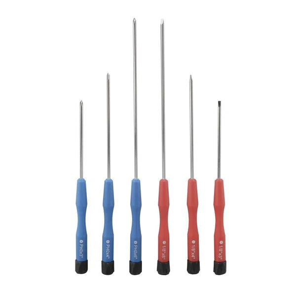 6-Piece Extra Long Shaft Jeweler Precision Screwdriver Set with Swiveling Handle