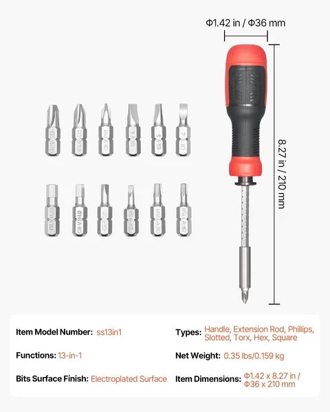 13-Piece Screwdriver Set Magnetic Handle Torx Phillips Hand Tools for Sockets