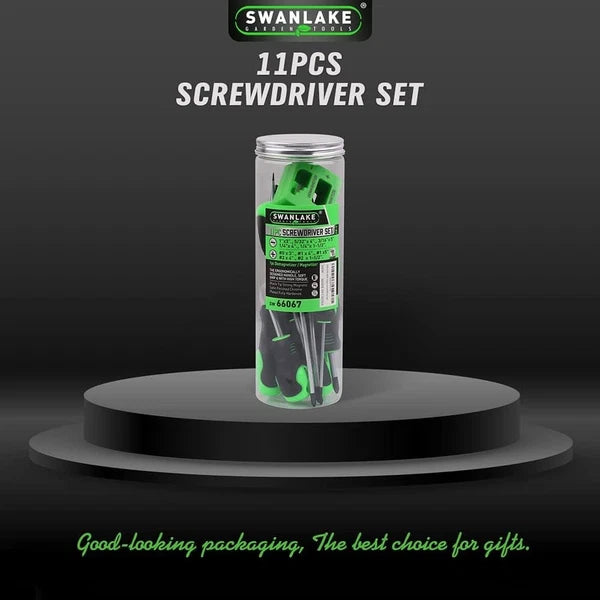 SWANLAKE 11PCS Screwdriver Set, Magnetic 5 Phillips and 5 Flat Head Black