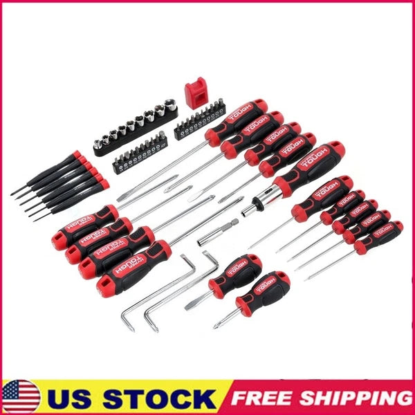 55 Piece Screwdriver Set Multi-Head Precision Tools Nonslip Grip Durable Chrome