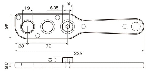 ANEX Offset 19mm Socket Adapter Set (H10~H24) Ratchet Wrench AOA-19S3