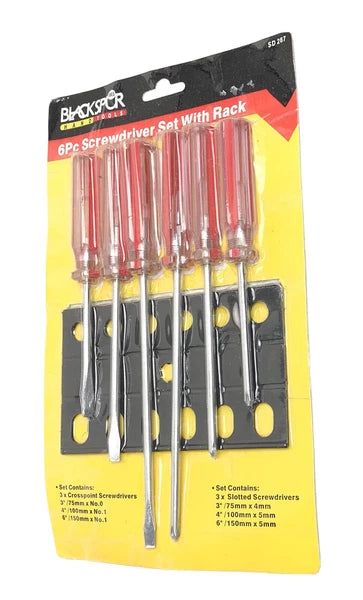 6Pc Screwdriver Set With Rack Philips Crosspoint Slotted Flat Head DIY Hardware