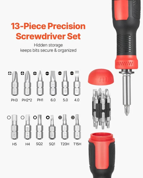 13-Piece Screwdriver Set Magnetic Handle Torx Phillips Hand Tools for Sockets