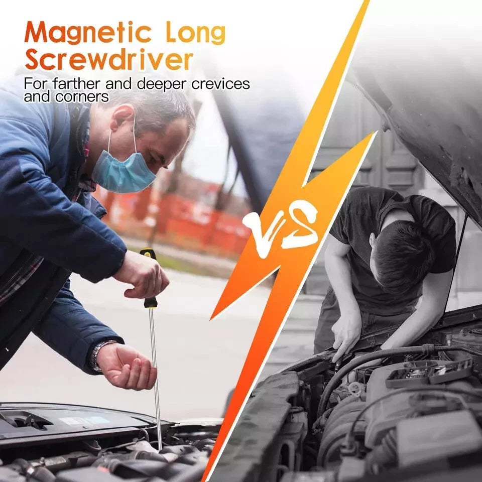 9Pcs Magnetic Screwdriver Set, 12In Including Extra Long Phillips and Slotted