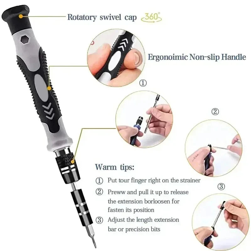 Car 1 Set Precision Screwdriver Set With 115 Magnetic Bits Electronics Tool Kit