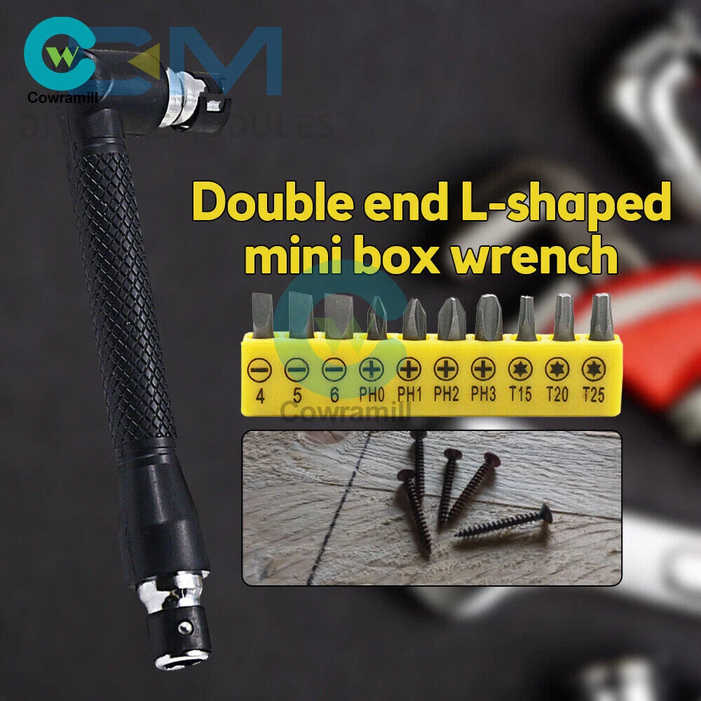 Dual Head L-shaped Socket Wrench 1/4" 6.35mm Screwdriver Bits Kit Bit Drill Set