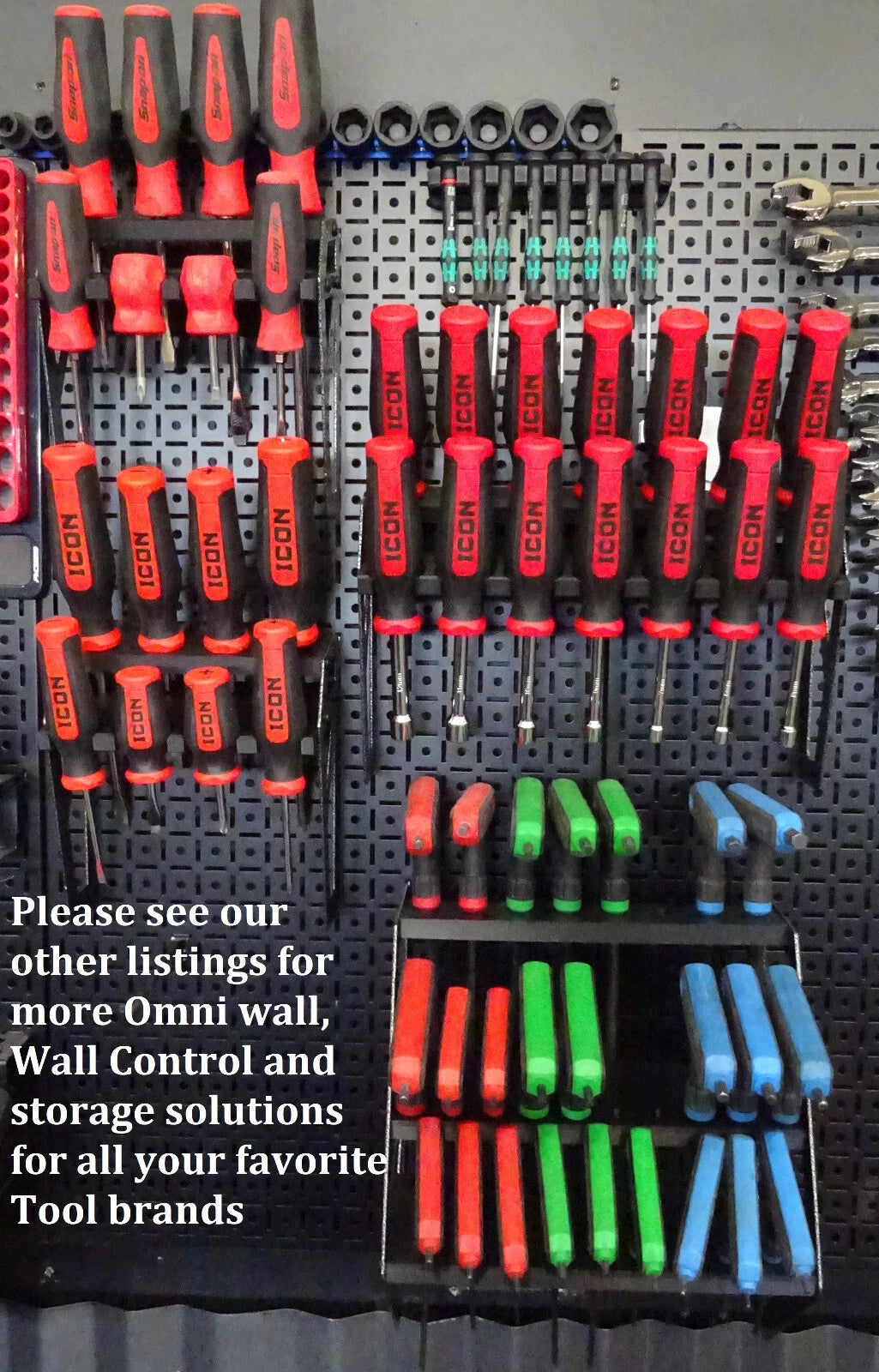 US General Icon hutch mount Organizer holder for ICON Snap on T handle hex allen