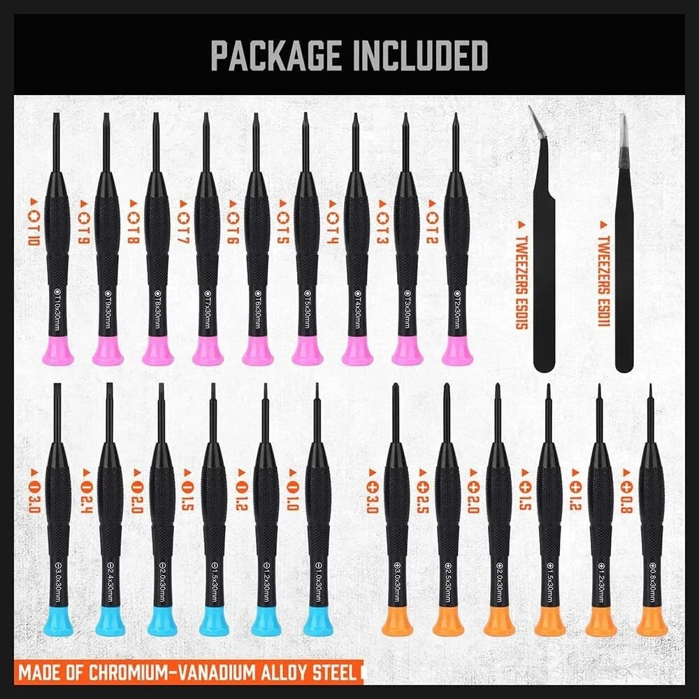 24pc Mini Precision Screwdriver Set Magnetic Torx Star Eyeglass Phone Watch PC