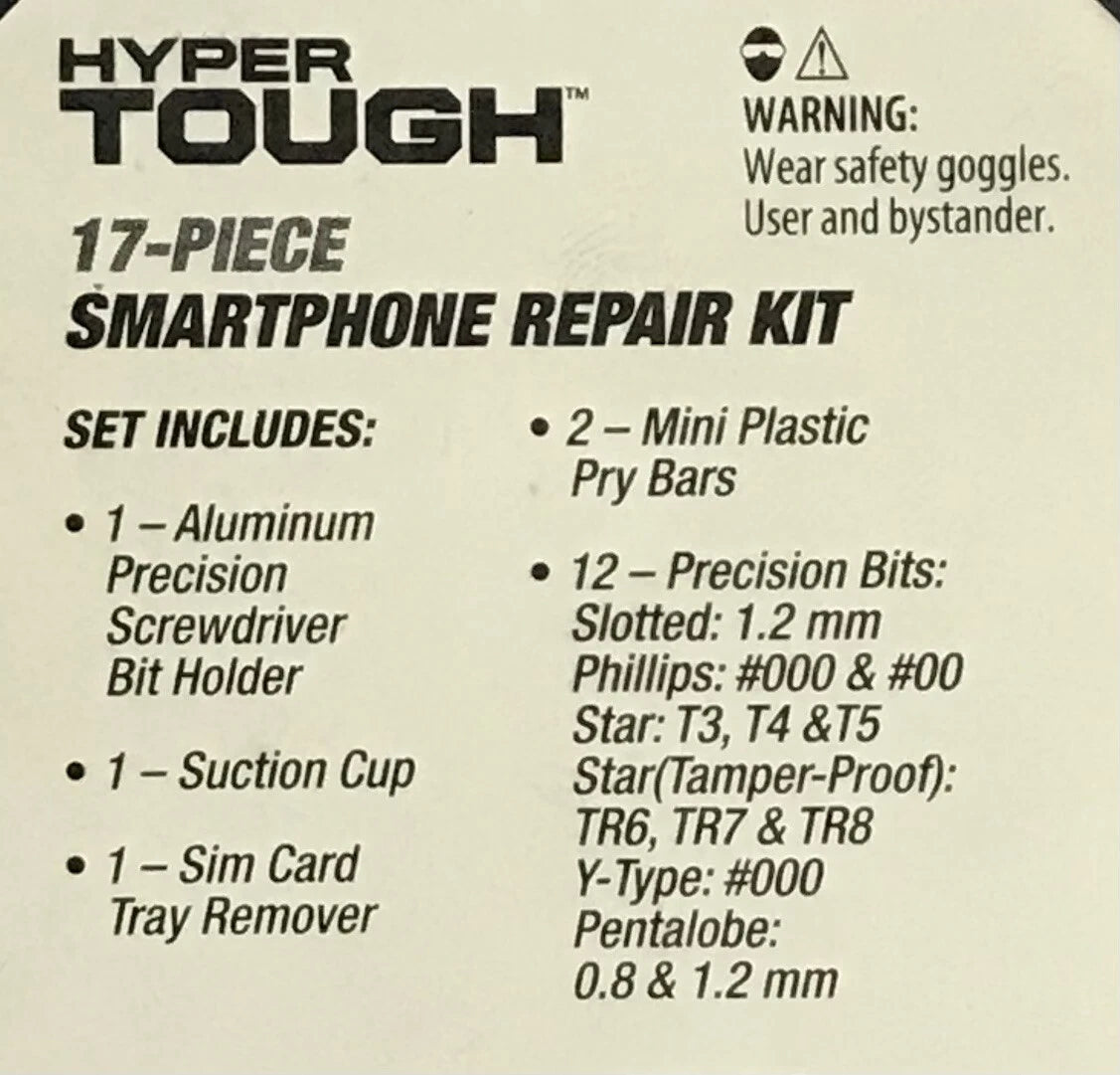 Hyper Tough - Smart Phone Repair Tool Kit 17 Piece Set Screw Driver Torx