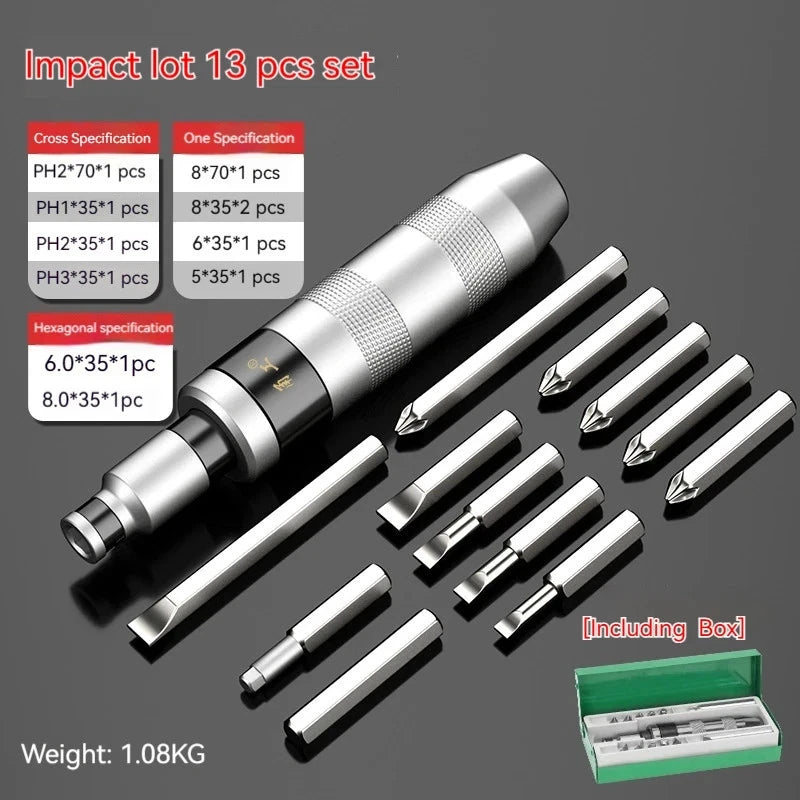 7/13 PCS Impact Screwdriver Hand Manual Reversible Impact Driver Set Durable