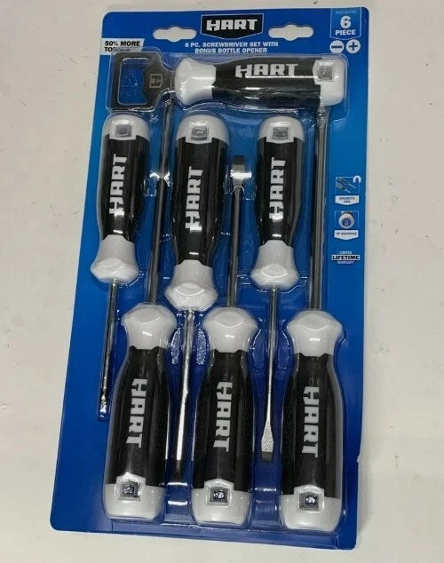 HART 2-Pk 6pc Screwdriver Set +Bottle Opener, Magnetic Tip, Philips, Flathead 🆕