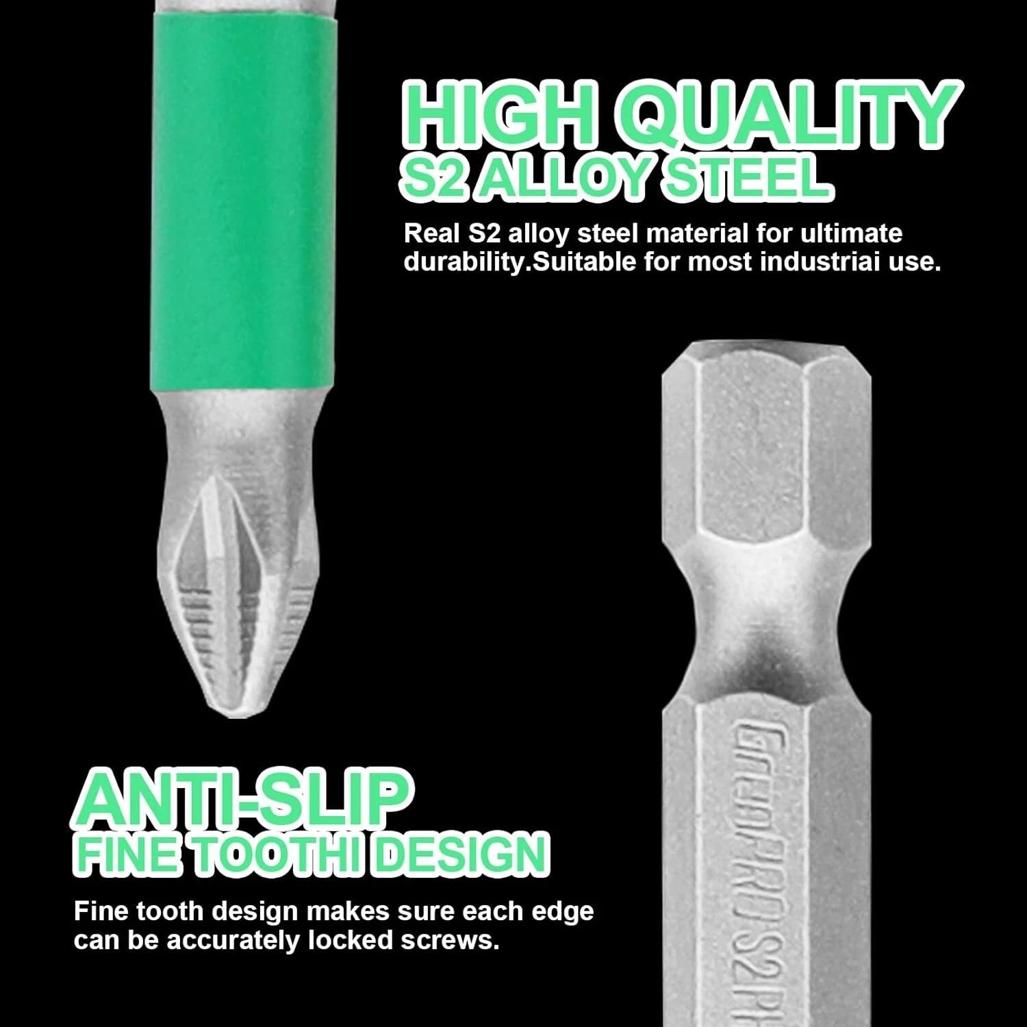 10Pcs Magnetic Screwdriver Bits PH2 Phillips Bits Set,S2 Alloy Steel Anti-Slip