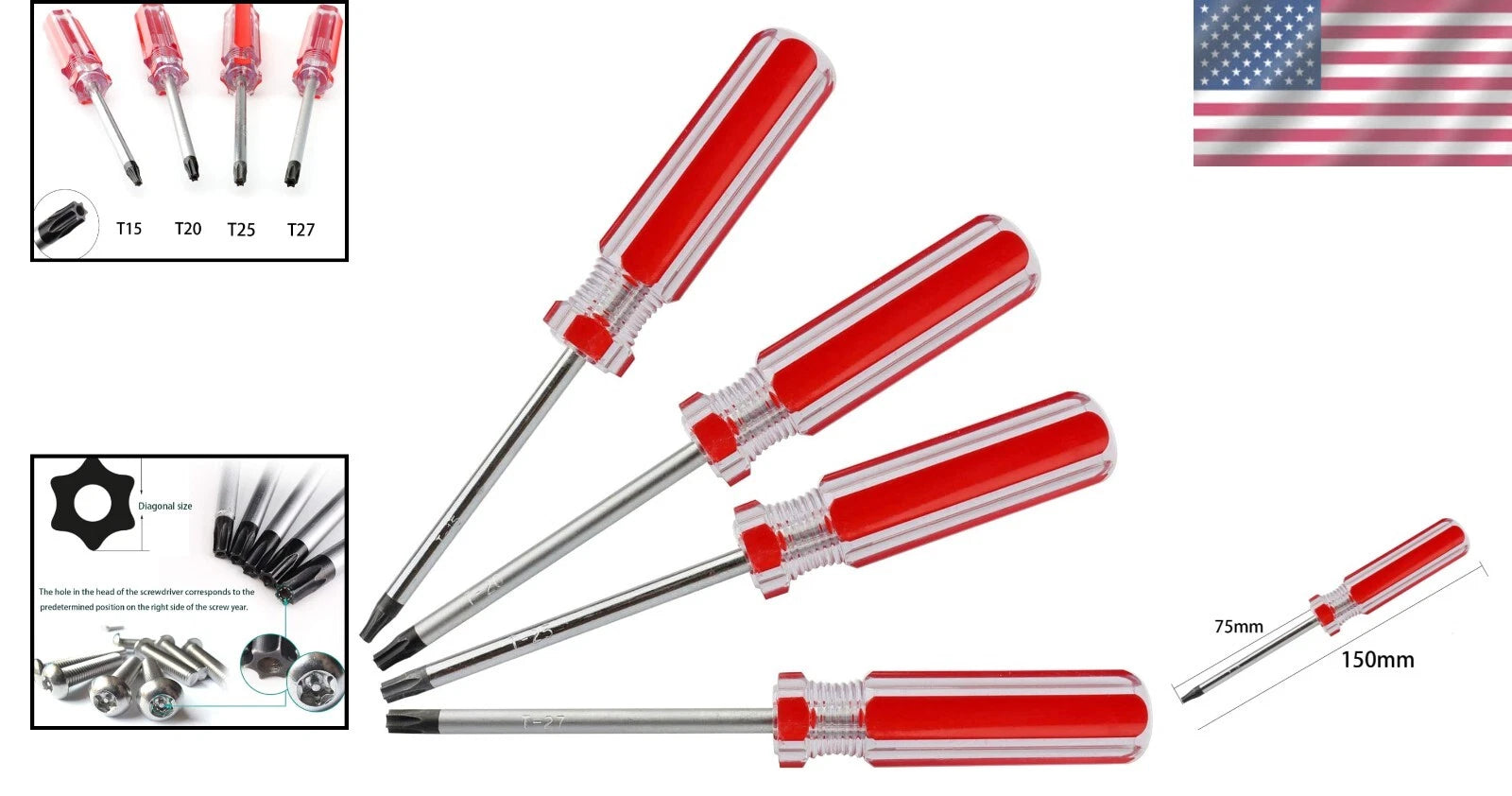 4-Piece Torx Screwdriver Set: Compact, Durable, with High Magnetic Strength Tips