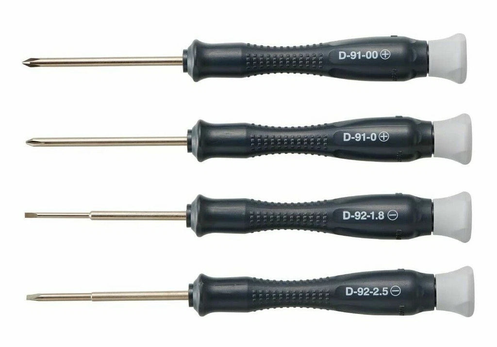 HOZAN ESD PRECISION SCREWDRIVER 4 SIZE SET (No.00/No.0/1.8×0.3/2.5×0.35) D-912