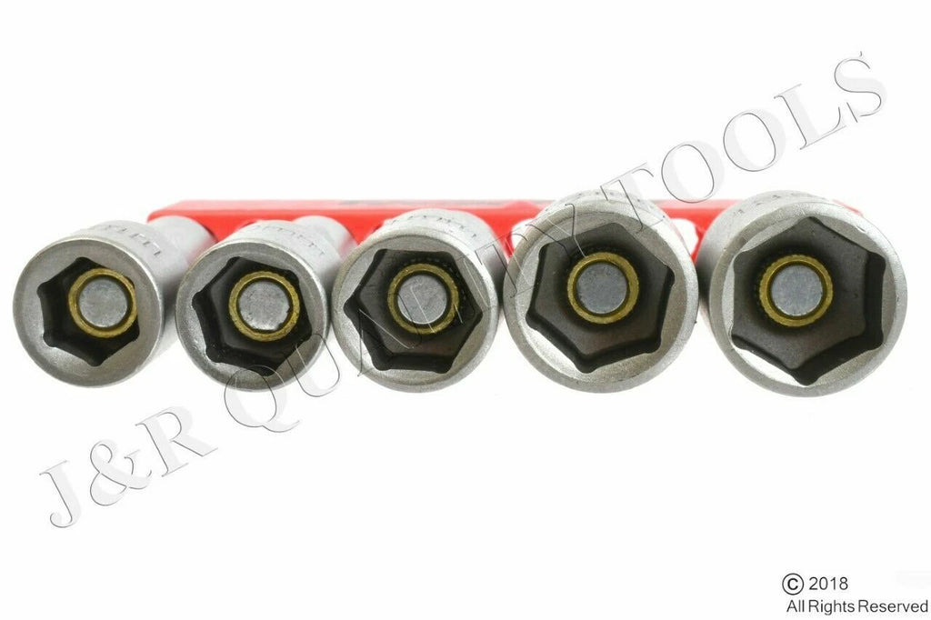 5 pc 1/4" SHANK MAGNETIC NUT SETTER DRIVER SET 1/4", 5/16", 3/8", 7/16" and 1/2"