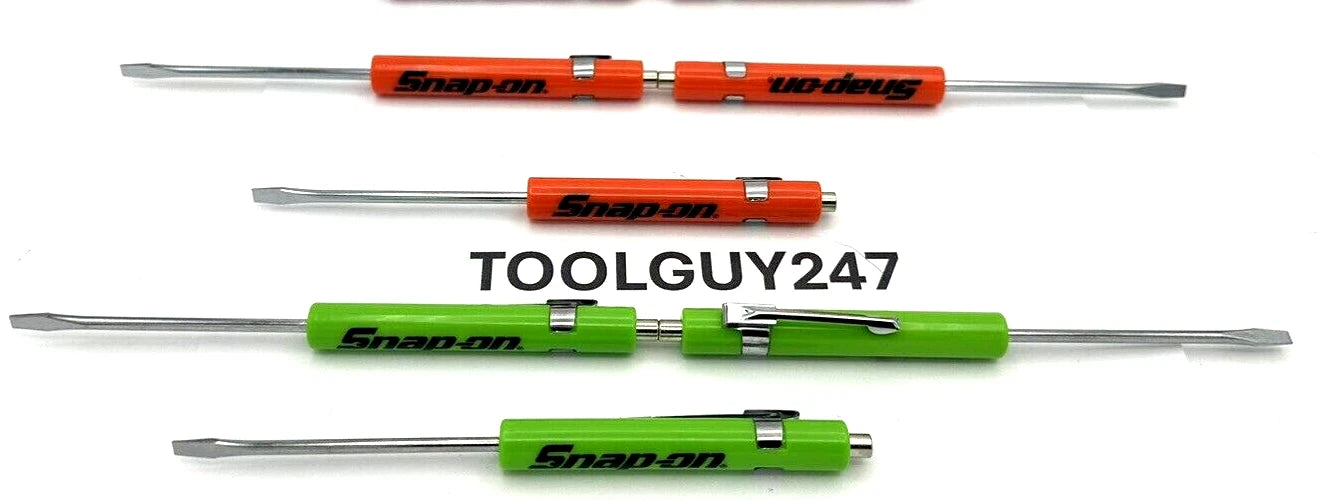 (150) SNAP ON Pocket Screwdrivers Flat Tip Magnet End, Mixed ORANGE & GREEN NEW