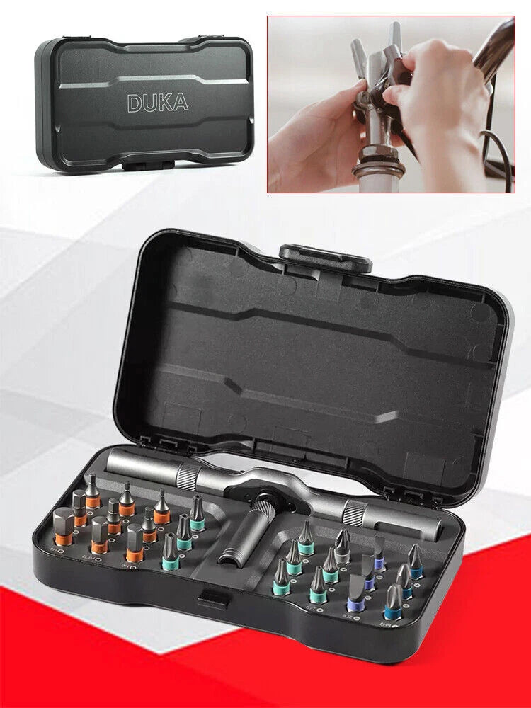 DUKA 24 in 1 Multi-Purpose Ratchet  Screwdriver Bits Set DIY Toolbox C1W6wgNE