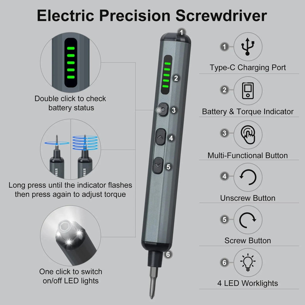Mini Electric Screwdriver 68 in 1,Precision Screwdriver Set w/ 64 Magnetic Bits