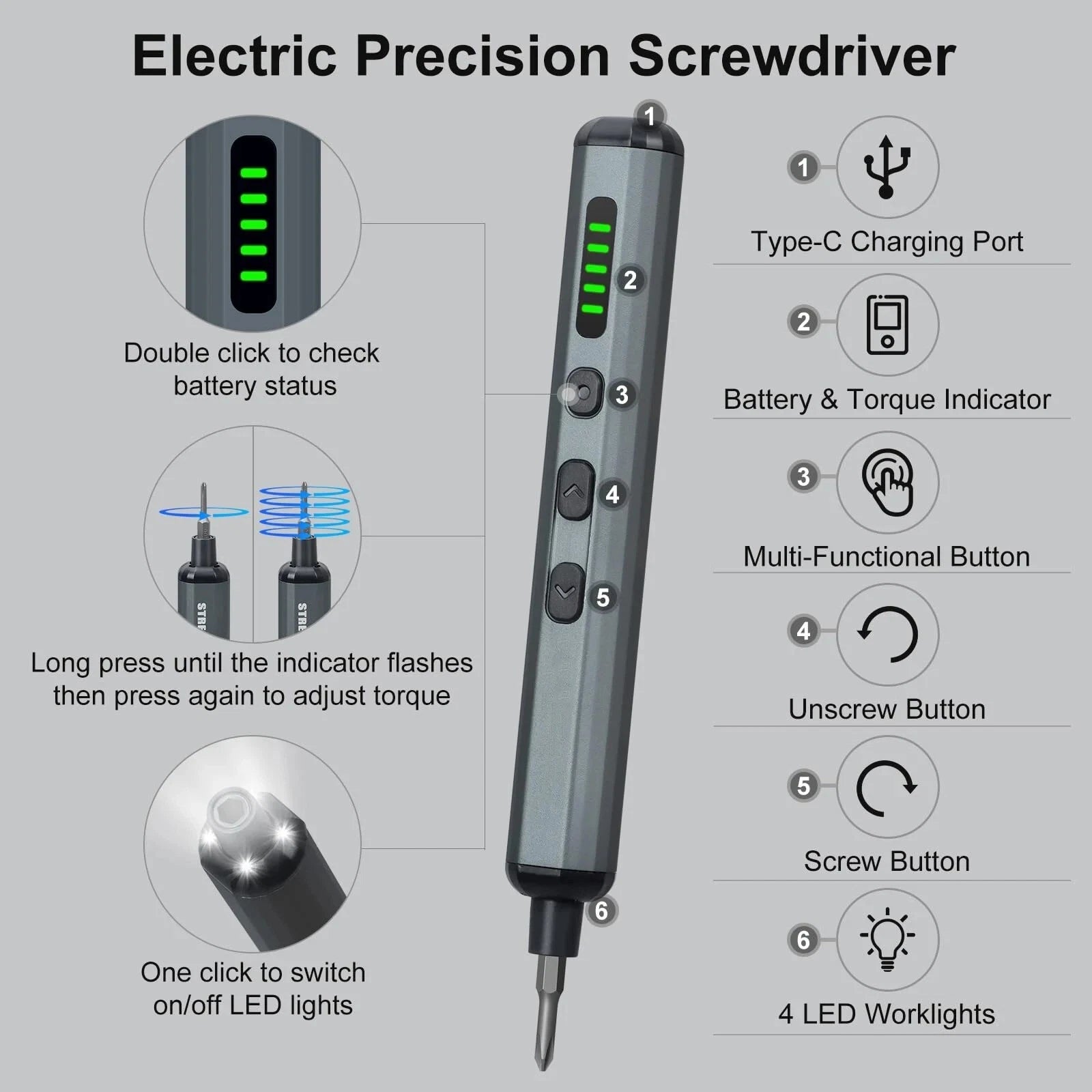 Mini Electric Screwdriver 68 in 1,Precision Screwdriver Set w/ 64 Magnetic Bits