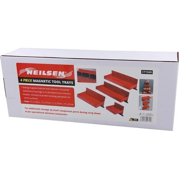 Neilsen 4pc Workshop Magnetic Tool Holder Shelves Parts Storage Tray Rack Set