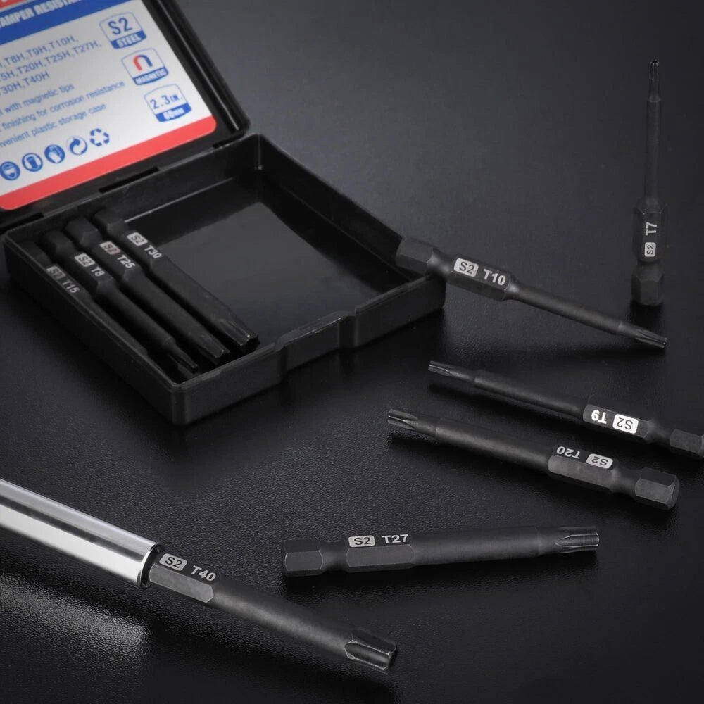 WORKPRO 10PCS Security Torx Bit Set 2.3" Long Magnetic Tips Torx Screwdriver Bit