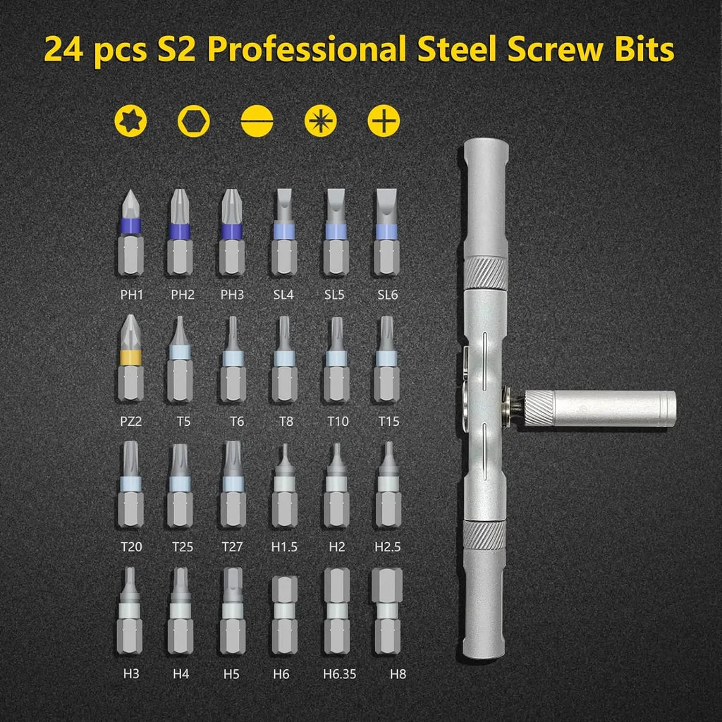 24in1 Multifunction Ratchet Screwdriver Set Multi Magnetic Bits Repair Tool Kit