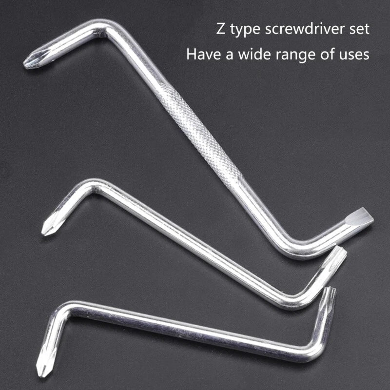(Pack of 3) Screwdriver Set 3 Pieces ZType Double Head Offset Screwdrivers Set