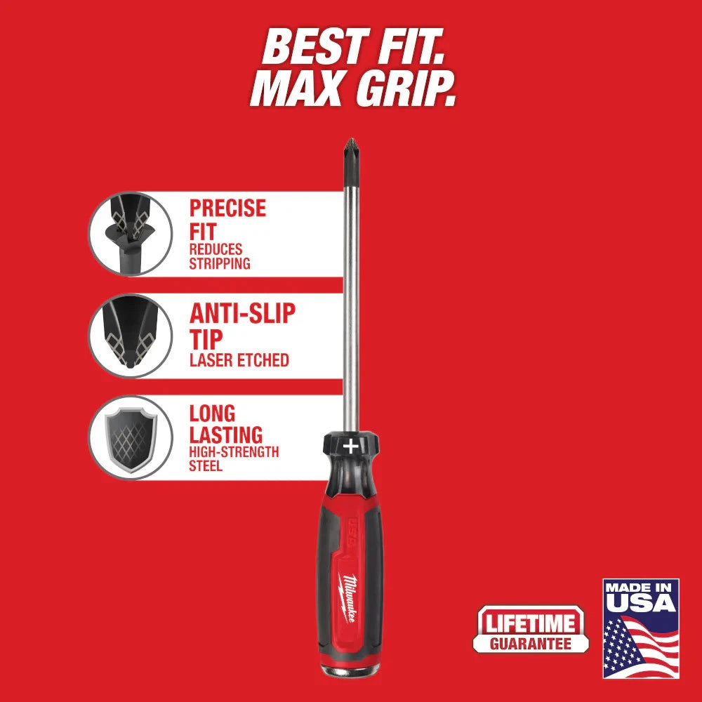 Milwaukee MT205 #2 6" Cushion Grip Phillips Demolition Screwdriver - Made In USA