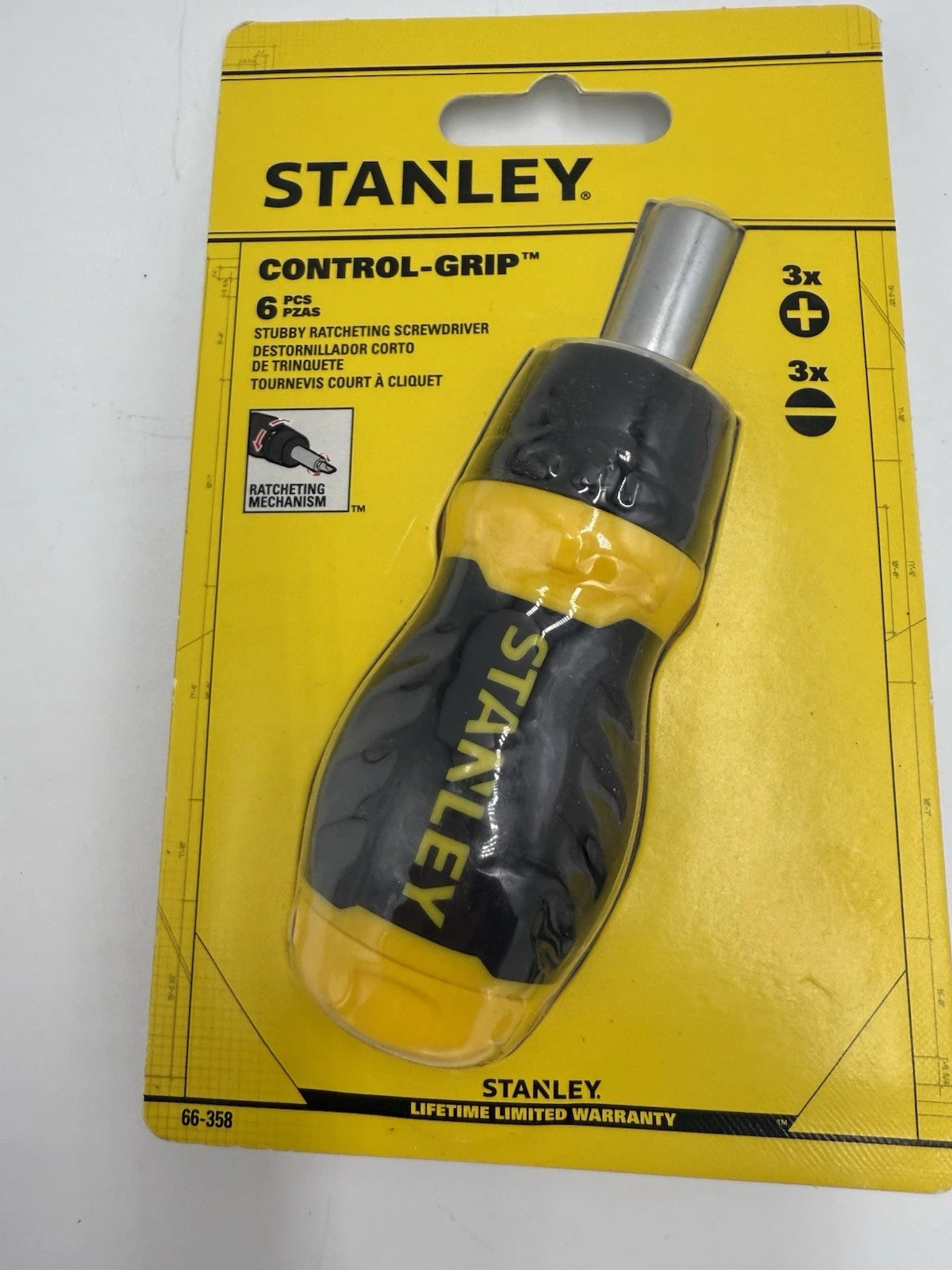 Stanley 66-358 Ratcheting Multi-Bit Stubby Screwdriver