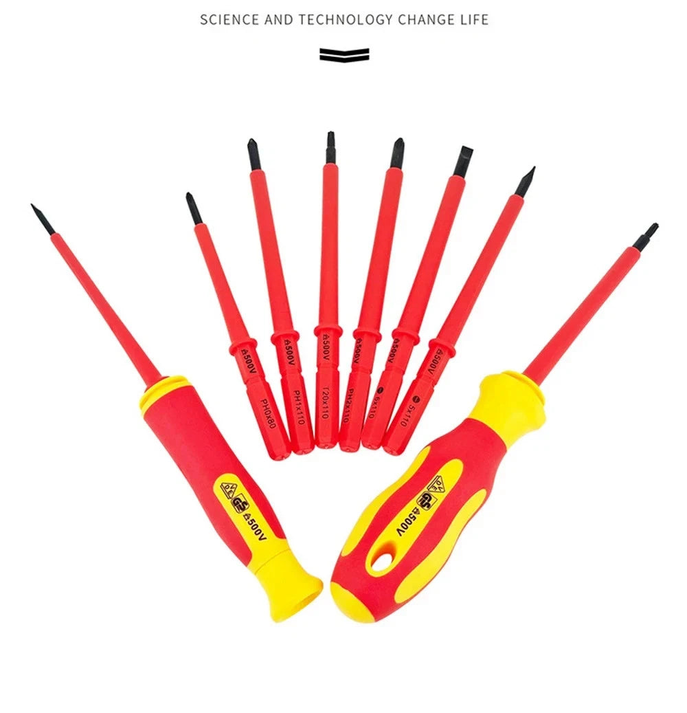 10Pcs Interchangeable Blade VDE Insulated Screwdriver Set with Case Magnetic