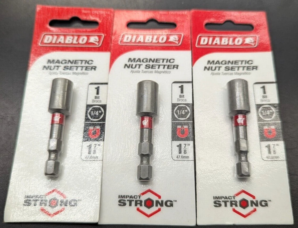 NEW DIABLO 3 Pc. Magnetic Nut Driver 1/4" X 1-7/8" long-F. Ship