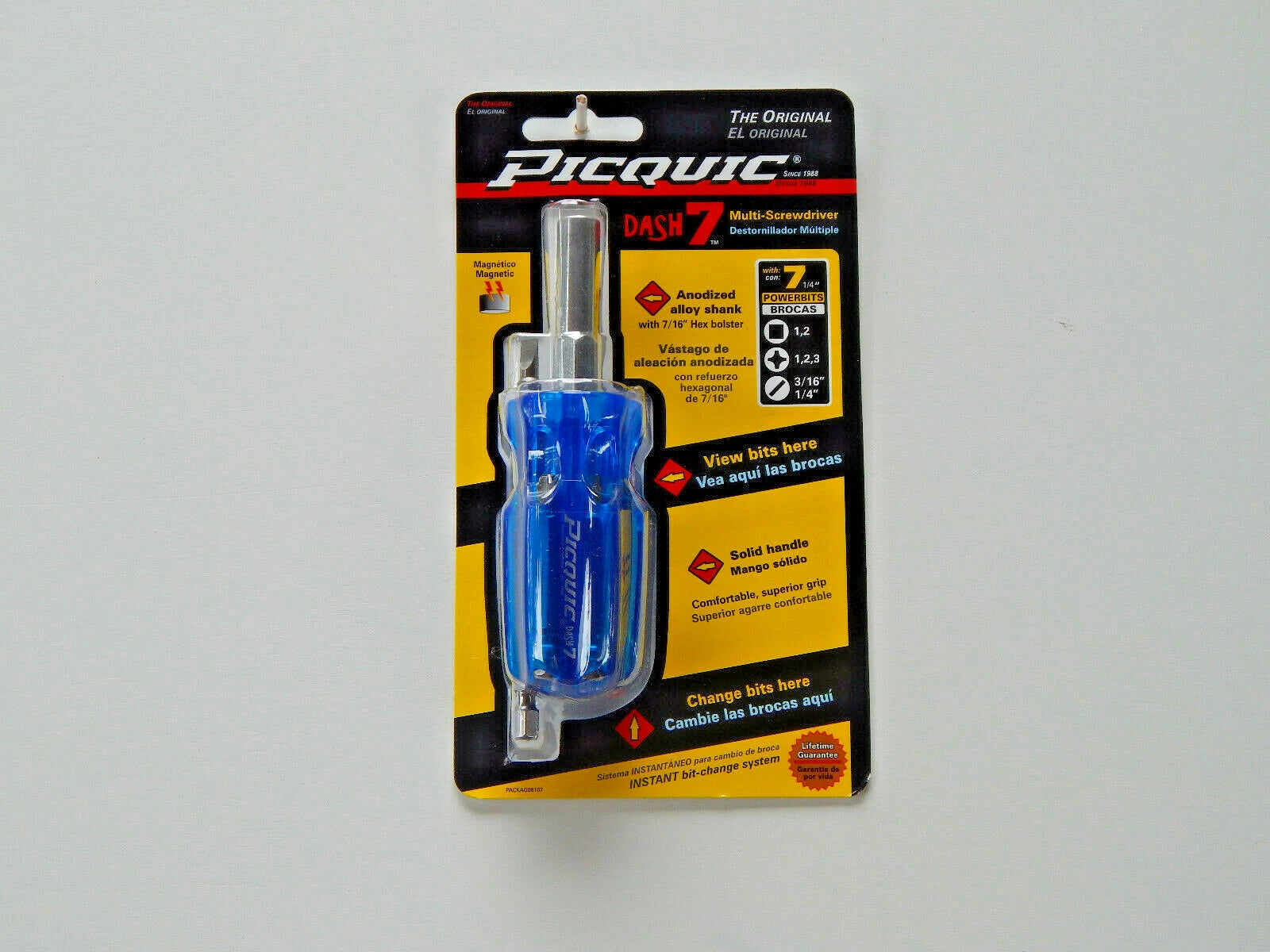 PICQUIC DASH 7 Screwdriver - Multi Bit with 7 Hex Powerbits - Electric Blue