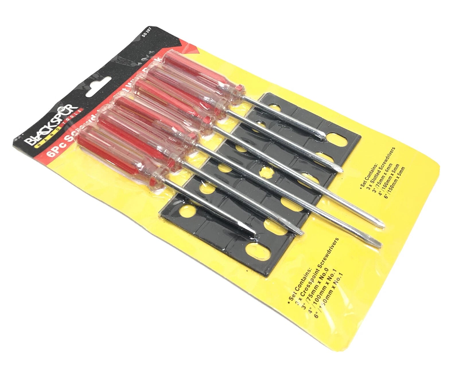 6Pc Screwdriver Set With Rack Philips Crosspoint Slotted Flat Head DIY Hardware