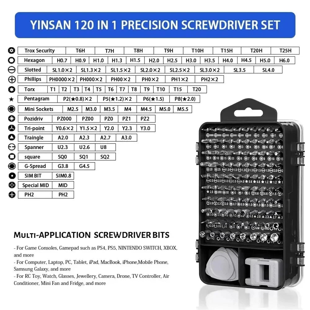 Car 1 Set Precision Screwdriver Set With 115 Magnetic Bits Electronics Tool Kit