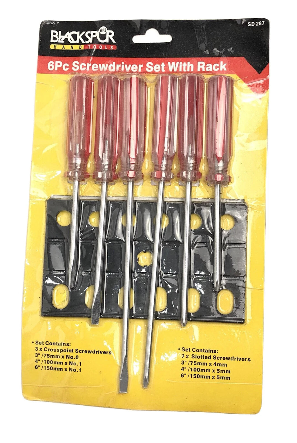 6Pc Screwdriver Set With Rack Philips Crosspoint Slotted Flat Head DIY Hardware