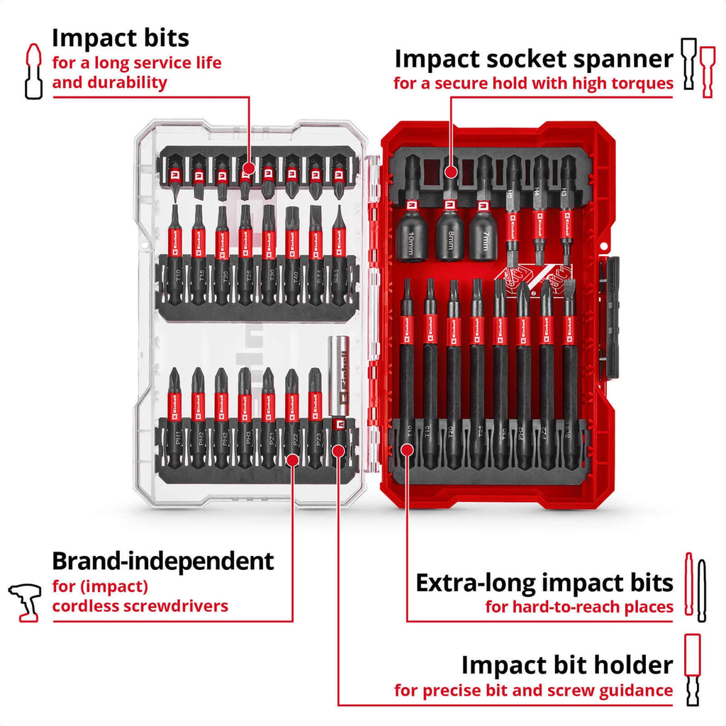 Einhell 38 Piece Impact Screwdriver Bit Set in M Case