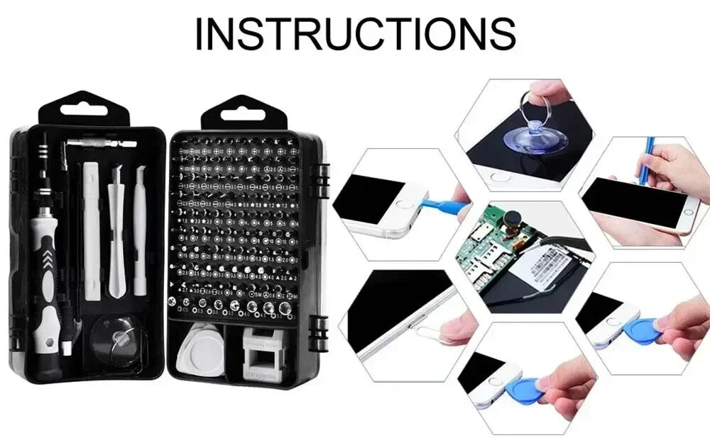 Car 1 Set Precision Screwdriver Set With 115 Magnetic Bits Electronics Tool Kit
