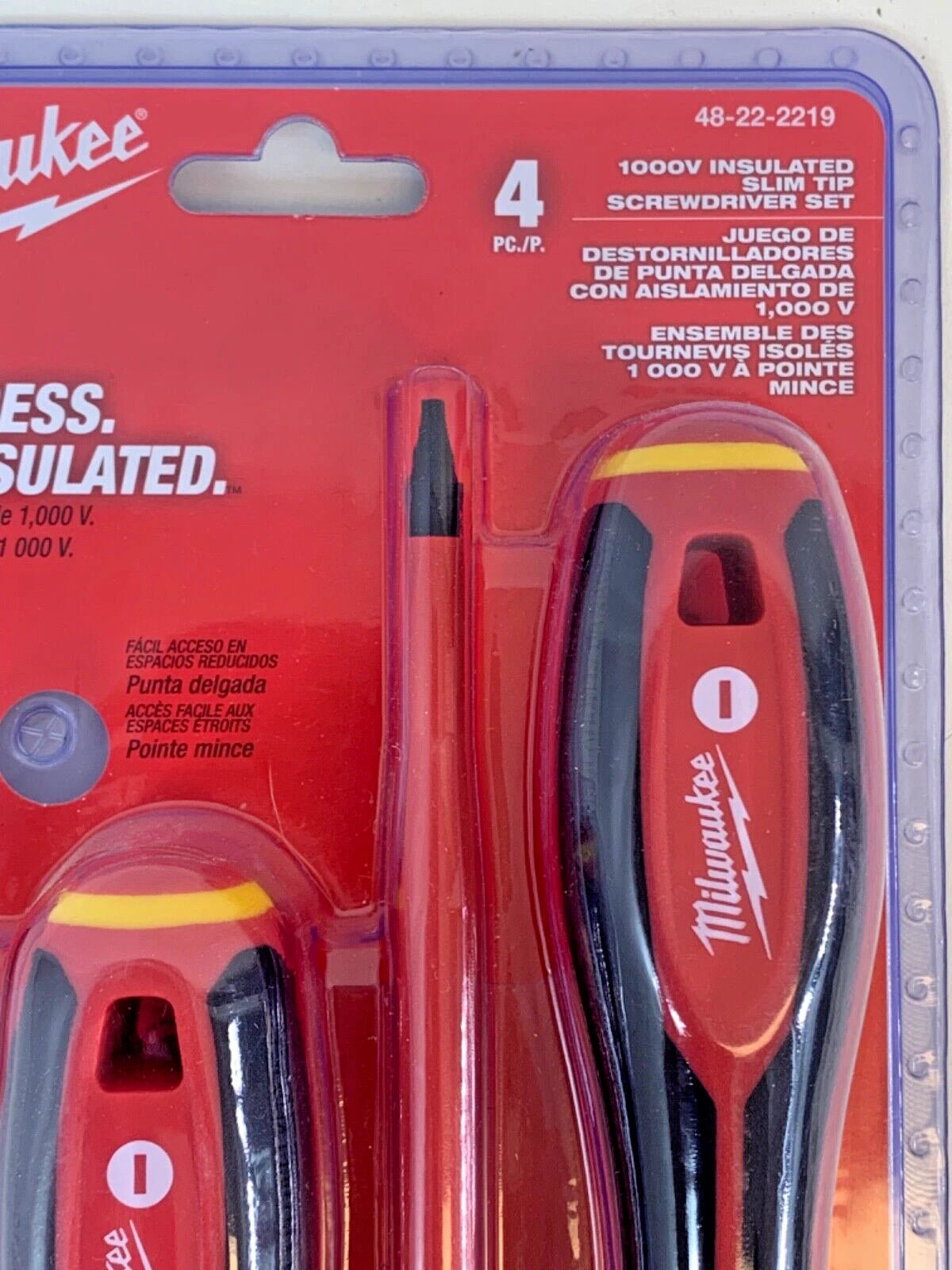 NEW Milwaukee 48-22-2219 1000V Insulated Slim Tip Screwdriver Set 4Pc NEW
