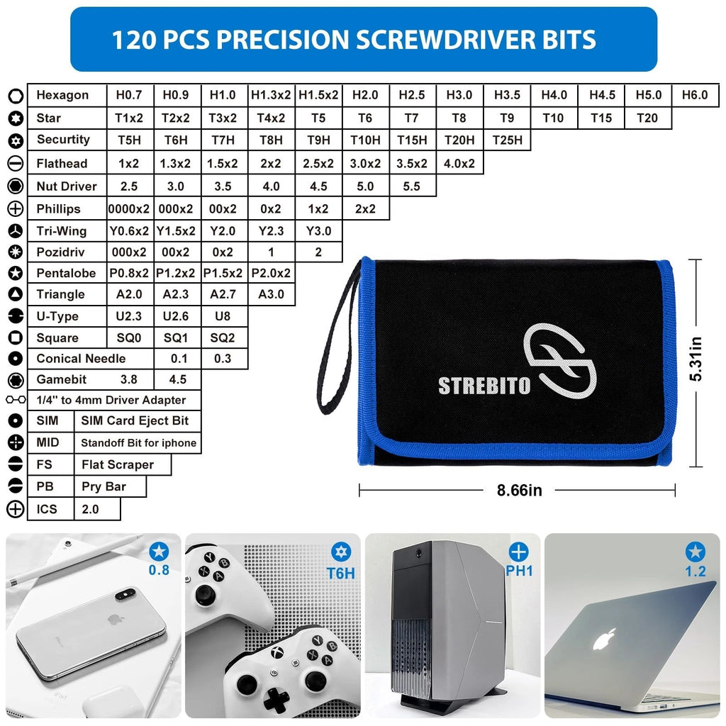 STREBITO Electronics Precision Screwdriver Sets 142-Piece with 120 Bits Magne...