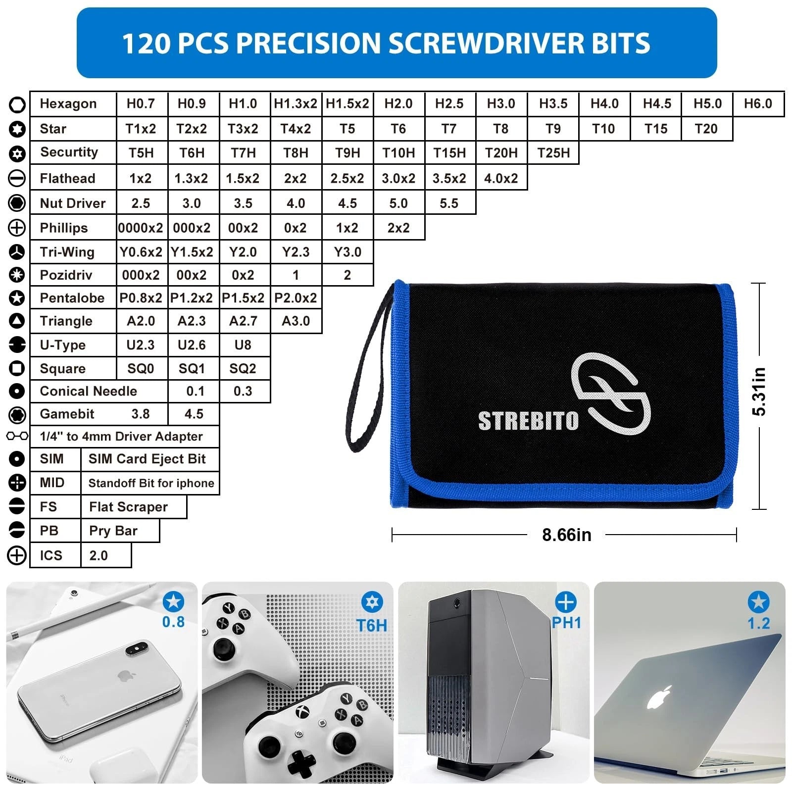 STREBITO Electronics Precision Screwdriver Sets 142-Piece with 120 Bits Magne...