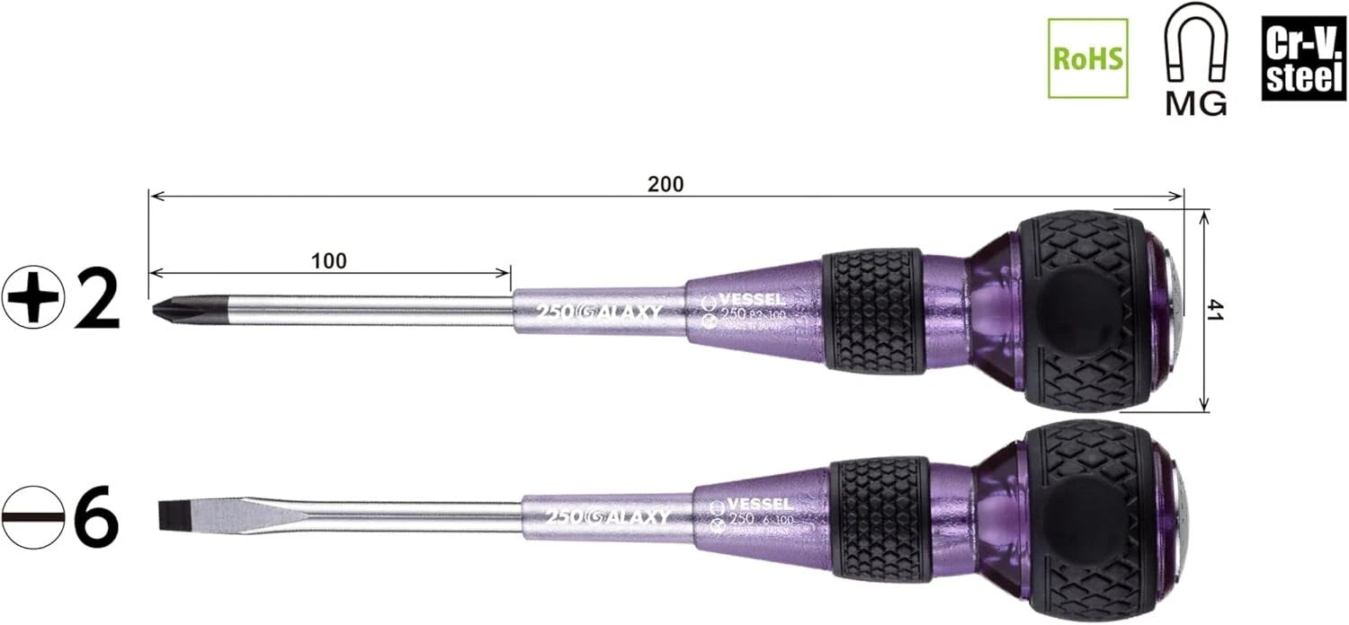 Vessel Ball Grip Driver Galaxy Purple Set of 2 +2x100/-6x100 250-2PS-GPU NEW