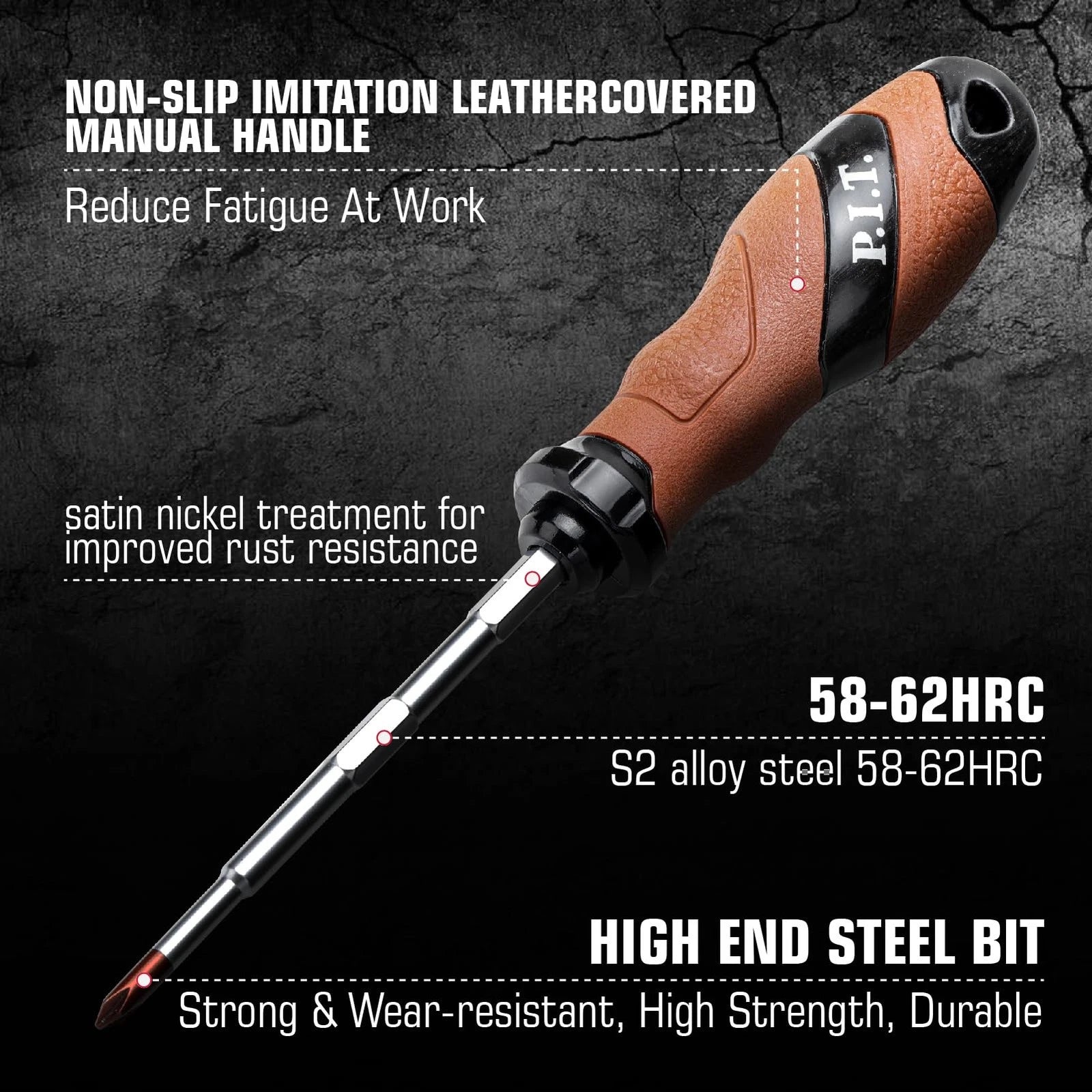 P.I.T. Screwdriver Set, 16-in-1 Impact Rated Screwdriver with Interchangeable...