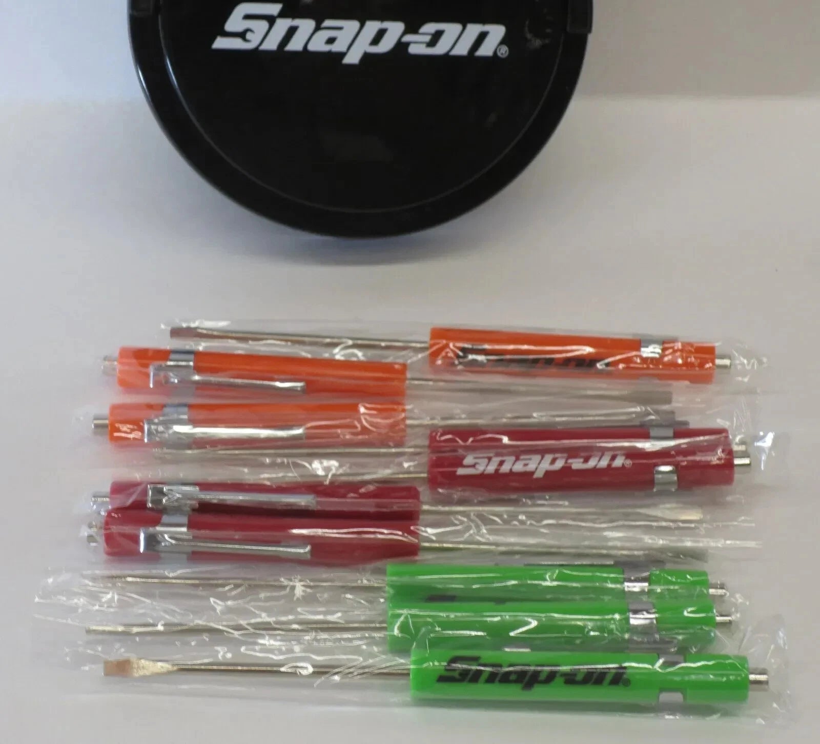 (150) SNAP ON Pocket Screwdrivers Flat Tip Magnet End, Mixed ORANGE & GREEN NEW