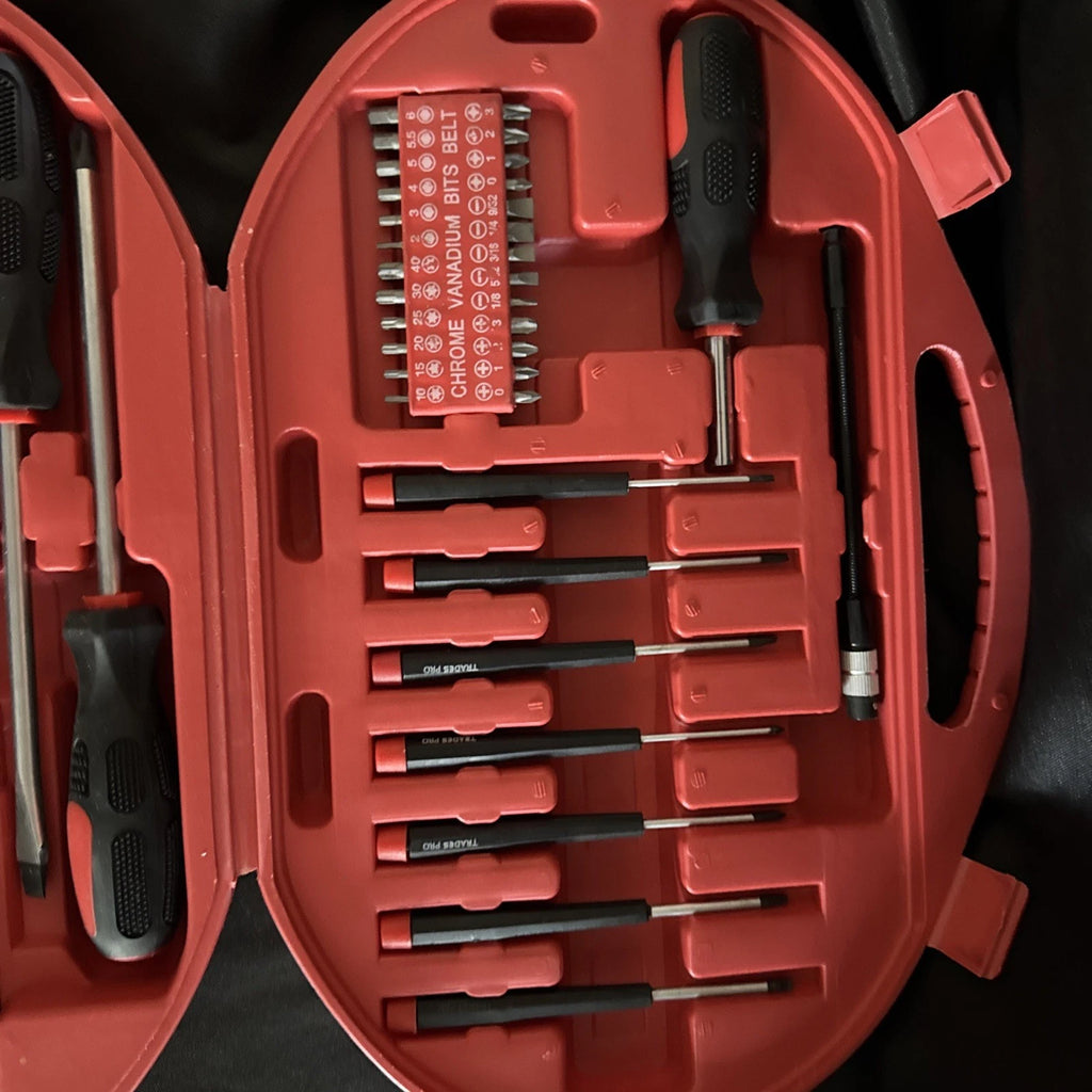 Trades Pro Screwdriver Set Flat Hex Philips Pozi Trox Bits tip Holder Case