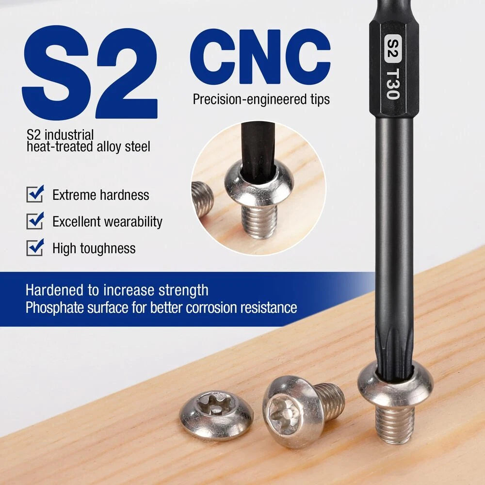 WORKPRO 10PCS Security Torx Bit Set 2.3" Long Magnetic Tips Torx Screwdriver Bit