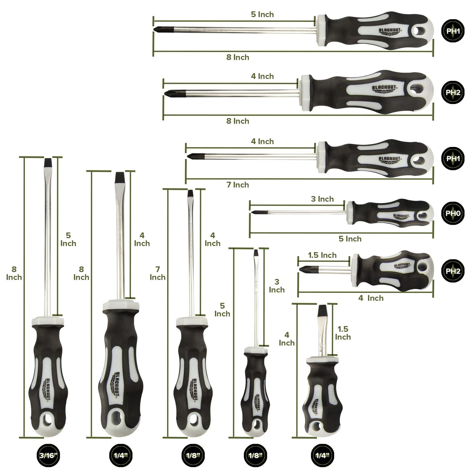 Xp 10 Piece Slotted & Phillips Screwdriver Set Plus Zippered Carrying Bag Precis