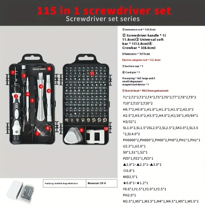 Car 1 Set Precision Screwdriver Set With 115 Magnetic Bits Electronics Tool Kit