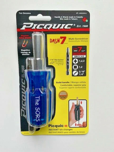 PICQUIC DASH 7 Screwdriver - Multi Bit with 7 Hex Powerbits - Electric Blue