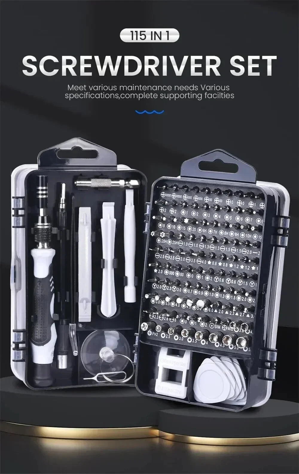 Car 1 Set Precision Screwdriver Set With 115 Magnetic Bits Electronics Tool Kit