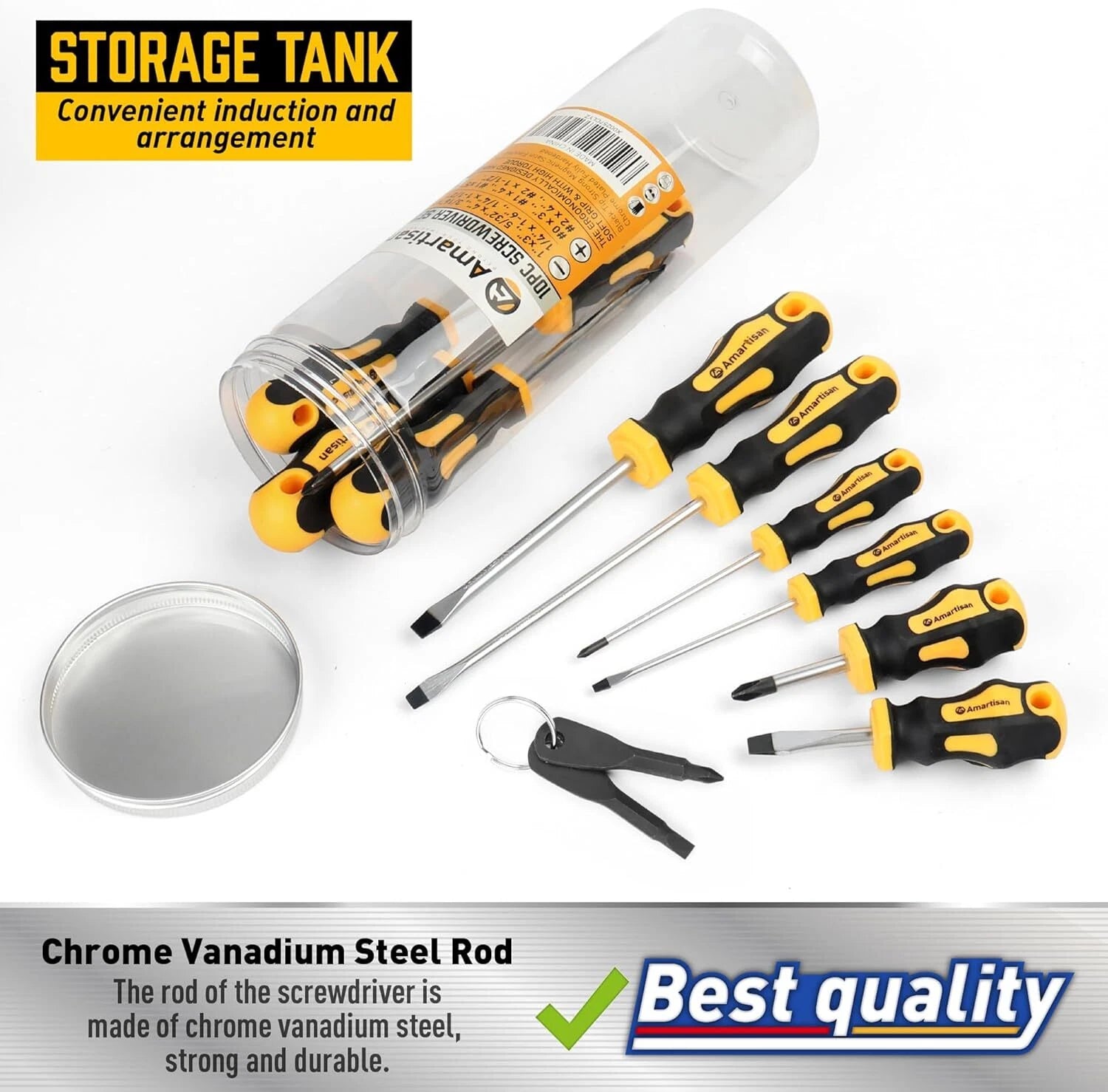 10-Piece Magnetic Screwdrivers Set 5 Phillips and 5 Slotted Tips Professional